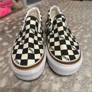 Vans checkerboard stacked platform slip on